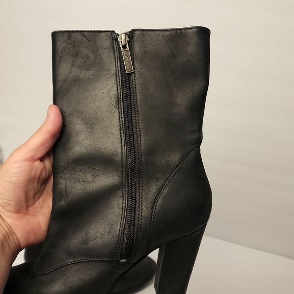 Harley Davidson Moto Boots Size 8 Leather Zip Side Button Accents Stamped Logo - Picture 14 of 16